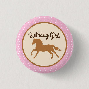 Bola de Novia Caballo de Cumpleaños Chica botón