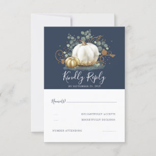 Bola de Oro y Calabazas Blancas Boda otoño RSVP
