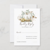 Bola de Oro y Calabazas Blancas Boda otoño RSVP