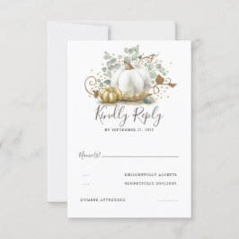Bola de Oro y Calabazas Blancas Boda otoño RSVP