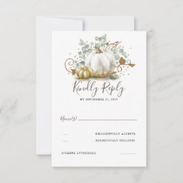 Bola de Oro y Calabazas Blancas Boda otoño RSVP