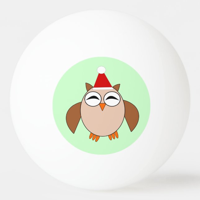 Bola de Ping Pong de Búho Navideño Adorable (Anverso)