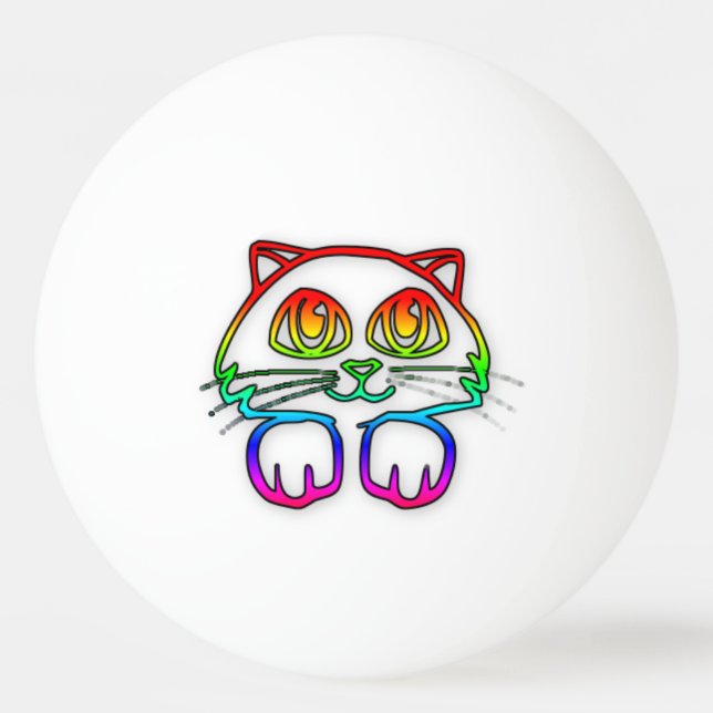 Bola de ping-pong del gatito del arco iris (Anverso)