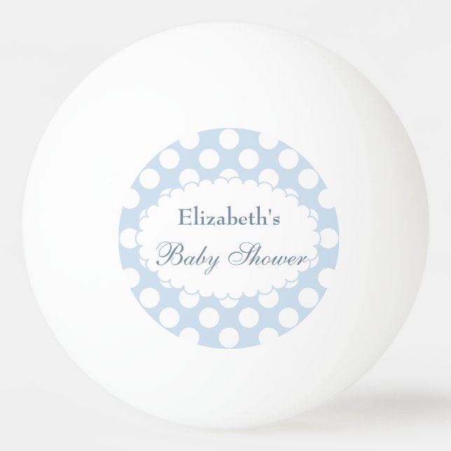 Bola de Ping Pong para Baby Shower Blue Polka Dots (Anverso)