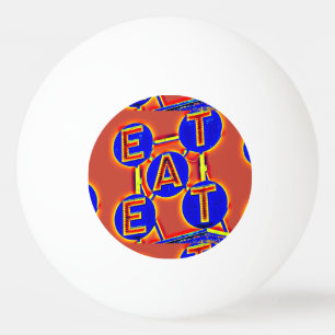 bola de ping pong roja/azul comer