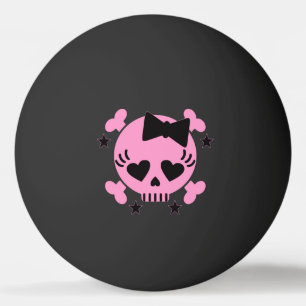 Bola de ping-pong rosada del negro del cráneo
