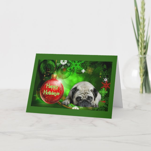 Bola del rojo de la tarjeta de Navidad del barro (Anverso)