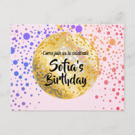 bola disco rosa Invitación postal