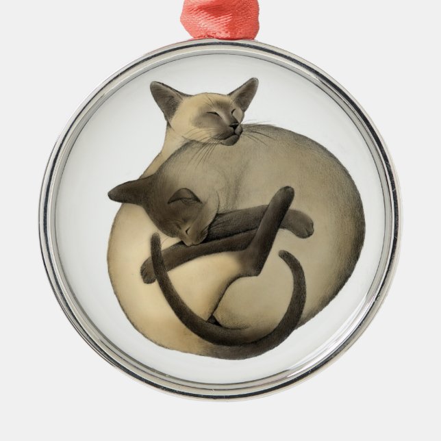 Bola el dormir del ornamento de los gatos siameses (Frente)