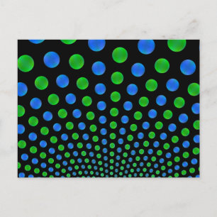Bolas azules y verdes en una tarjeta postal negra