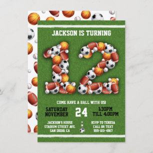 Bolas con temas deportivos 12ª invitación a fiesta