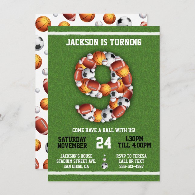 Bolas con temas deportivos Novena Invitación a la  (Anverso / Reverso)