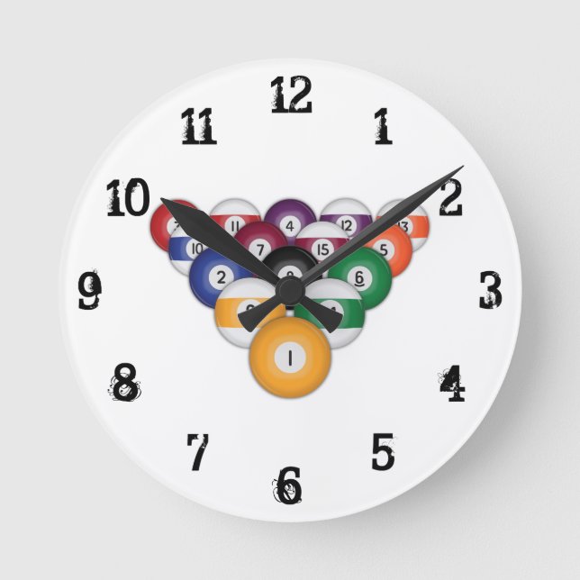 Bolas de billar: Reloj de pared (Anverso)
