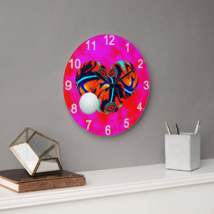 Bolas De Césped Rojo Y Azul, Reloj De Pared