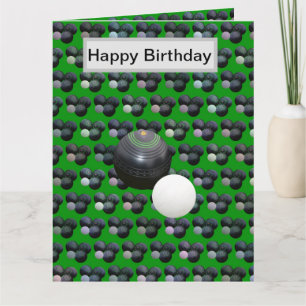 Bolas de césped verde divertidas, tarjeta de cumpl