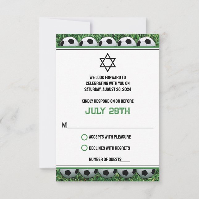 Bolas de fútbol en el bar Mitzvah RSVP (Anverso)
