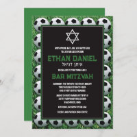 Bolas de fútbol en la invitación Mitzvah Bar
