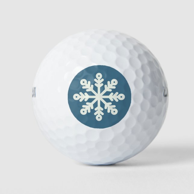 Bolas de golf Blue and White Navidades Snowflake (Anverso)