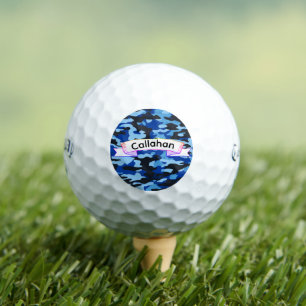 Bolas de golf Blue & Black Camo - Nombre personali