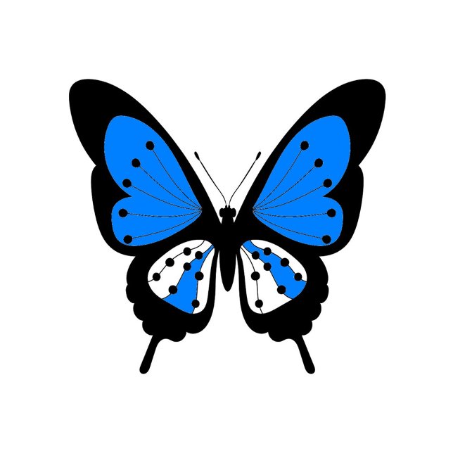 Bolas de golf Blue Butfly (A digital illustration of a butterfly with black outer wings and bright blue inner wings.)