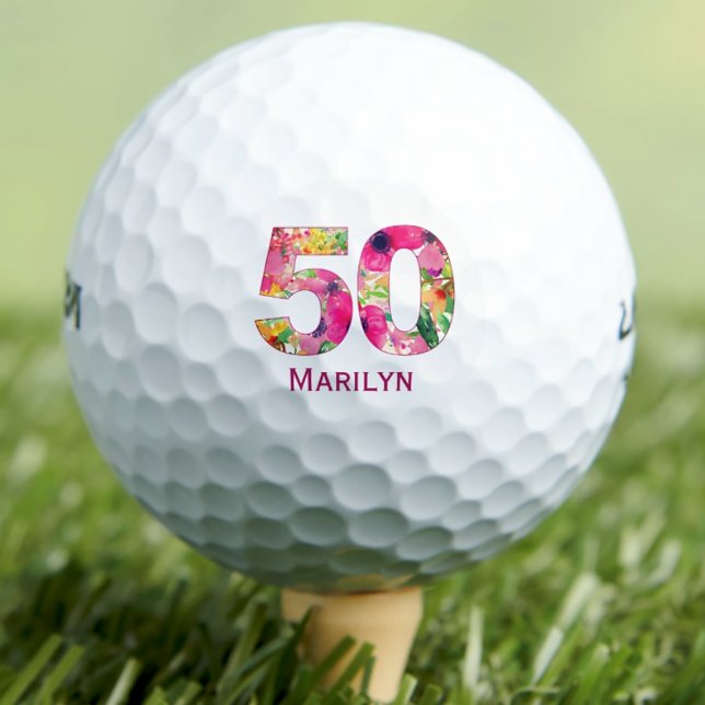 Bolas de golf de 50 años 50 años florales (Subido por el creador)