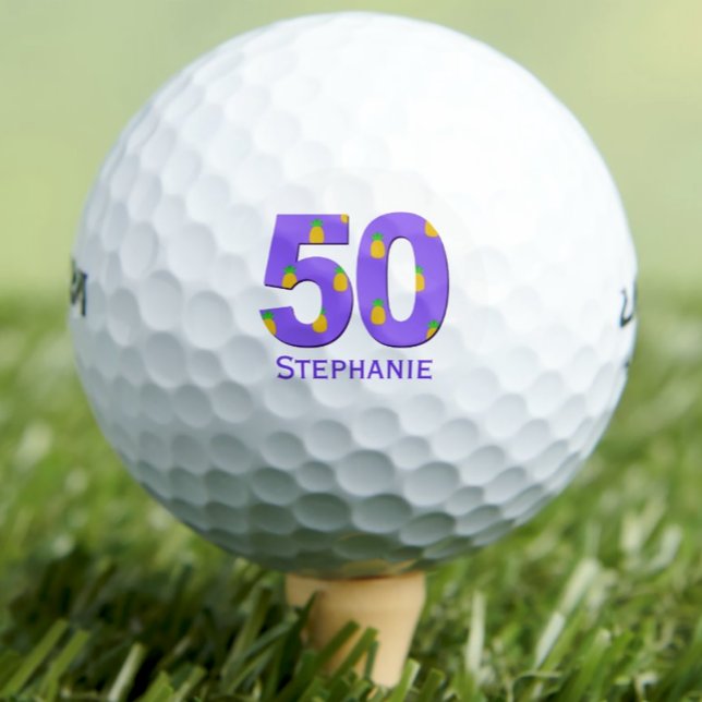 Bolas de golf de 50 años modernas iniciales violet (Subido por el creador)