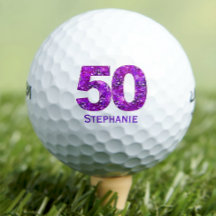Bolas de golf de 50 años modernas iniciales violet