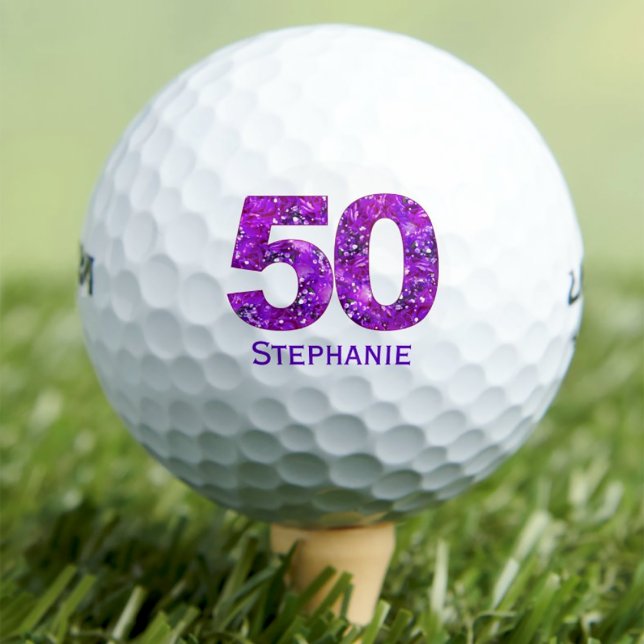 Bolas de golf de 50 años modernas iniciales violet (Subido por el creador)