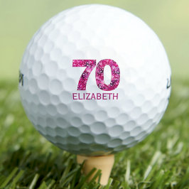 Bolas de golf de 70 años modernas iniciales rosas