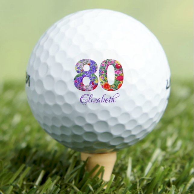 bolas de golf de cumpleaños 80 con nombre floral c (Subido por el creador)