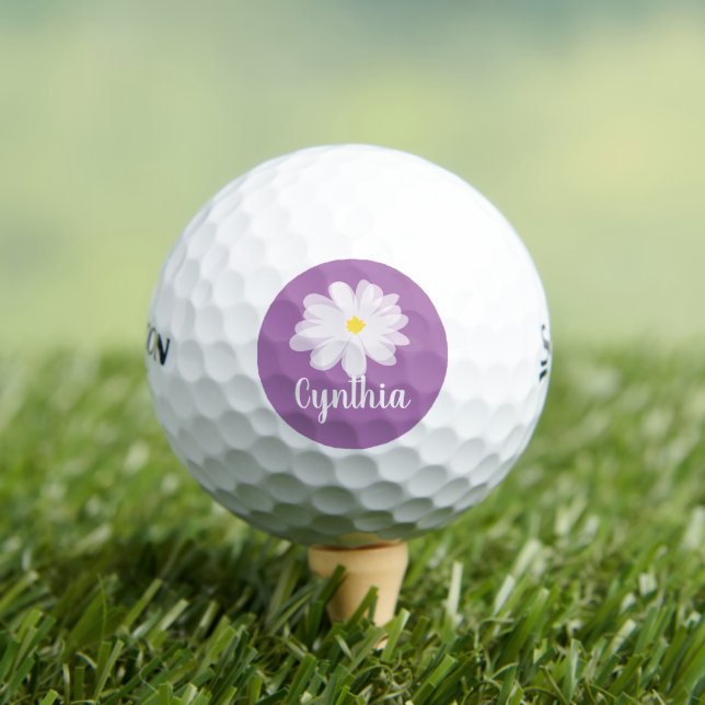 Bolas de golf de dama personalizadas con flor de m (Camiseta in situ)