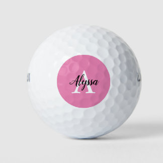 Bolas de golf de estilo rosado con guión de monogr