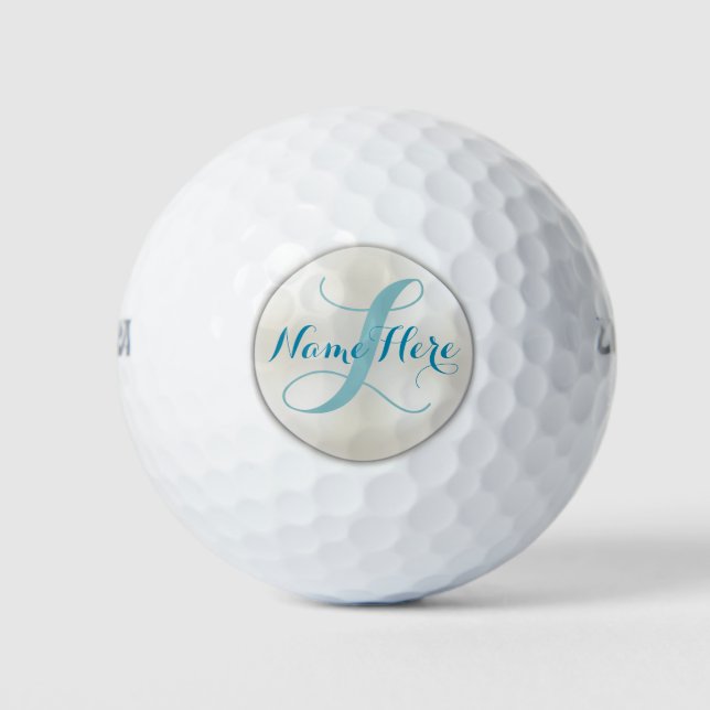 Bolas de golf de Monograma Turquesa preparadas par (Anverso)