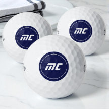 Bolas de golf de nombre moderno con monograma azul