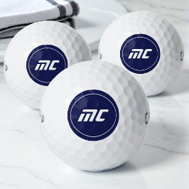 Bolas de golf de nombre moderno con monograma azul