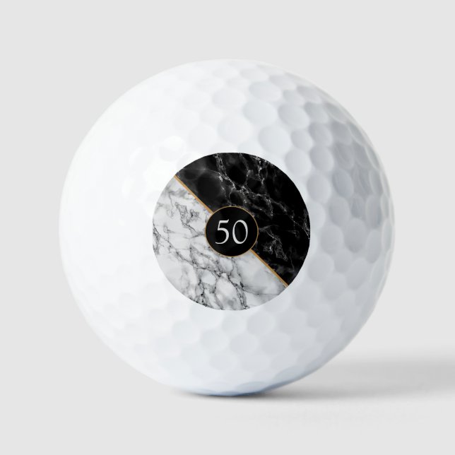 Bolas de golf de regalo de cumpleaños Mármol blanc (Anverso)