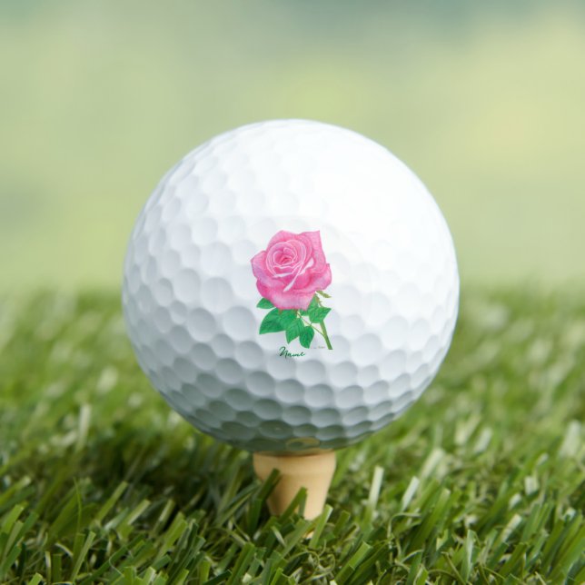 Bolas De Golf De Valor Rosa Rosado Con Texto (Camiseta in situ)