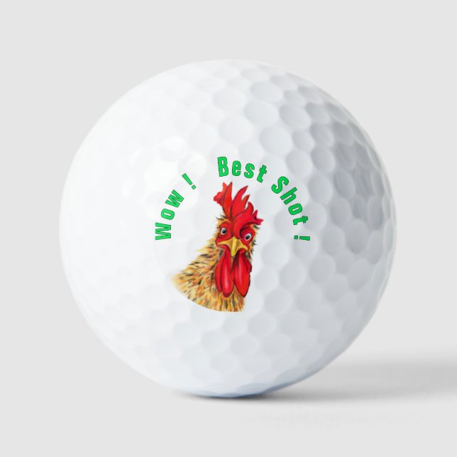 Bolas de golf divertidas con Rooster y texto (Anverso)