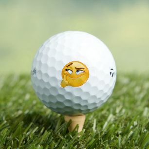 Bolas de Golf Emoji Divertido y Pensativo Cara Son