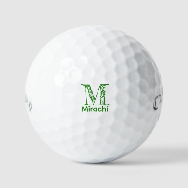 Bolas de golf en blanco, monogramado personalizado (Anverso)
