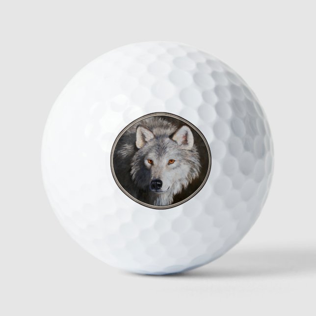 Bolas de golf Gray Timber Wolf Face (Anverso)