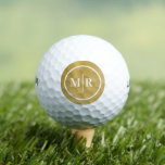 Bolas de golf iniciales del Monograma Metálico Bla<br><div class="desc">Diseño moderno de monograma blanco dorado con texto blanco sobre fondo metalizado cepillado dorado. Estas pelotas de golf hacen un regalo elegante para un golfista. Viene en una variedad de colores. Diseñado para ti por Blackberry Boulevard</div>