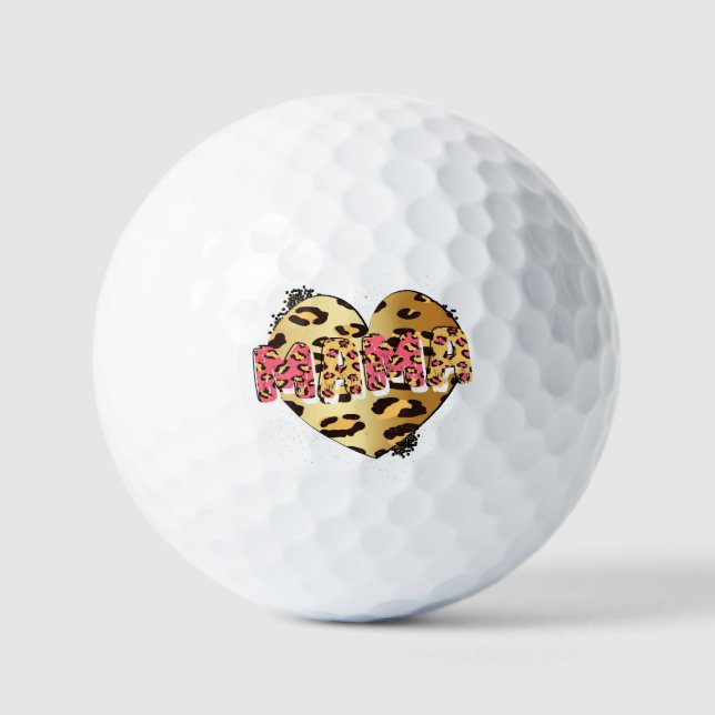 Bolas de golf Leopard Print Mama Heart (Anverso)