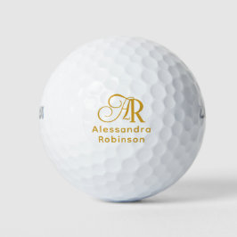 Bolas de golf Luxurious Gold Monogram & Name