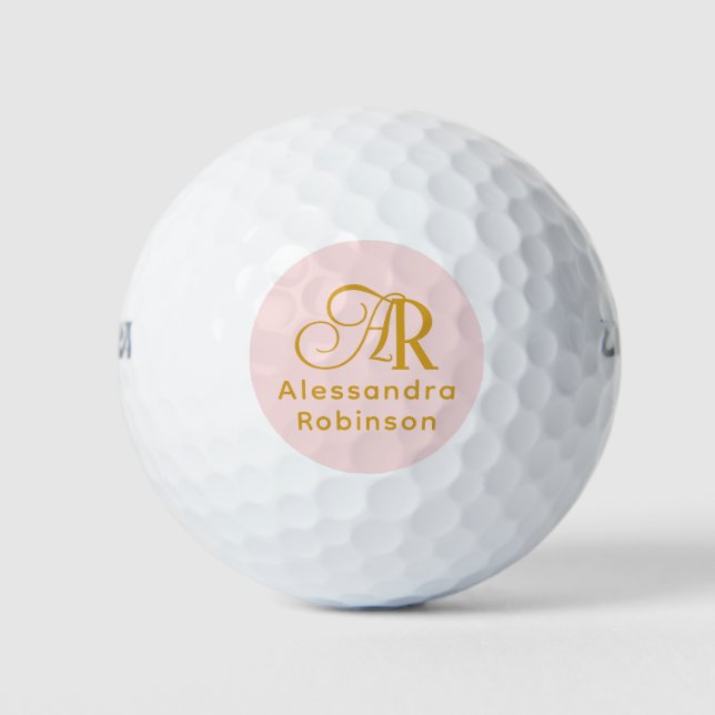 Bolas de golf Luxurious Gold Monogram & Name (Anverso)