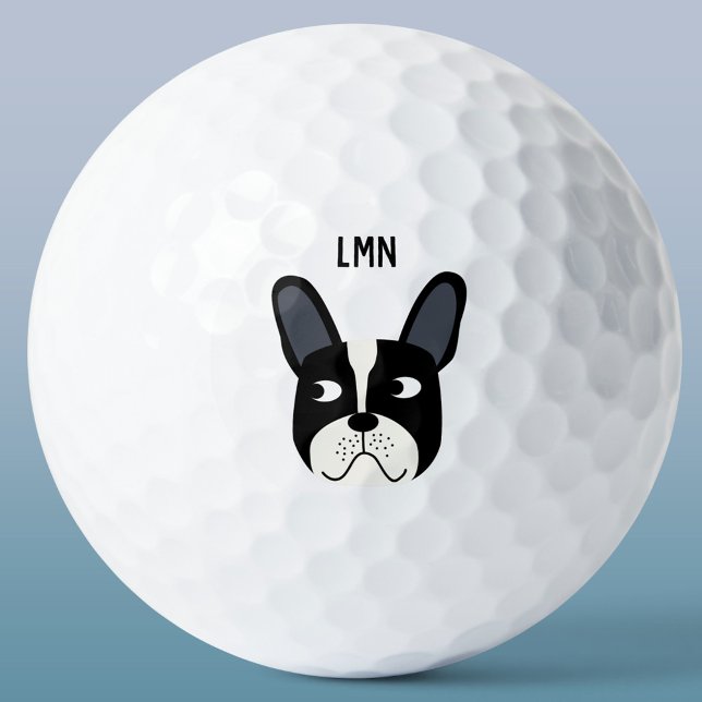 Bolas de golf Monograma de Bulldog Francés (French Bulldog personalized monogram initials golf ball)