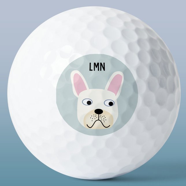 Bolas de golf Monograma de Bulldog Francés (Fun French bulldog frenchie dog personalized monogram initials golf ball)