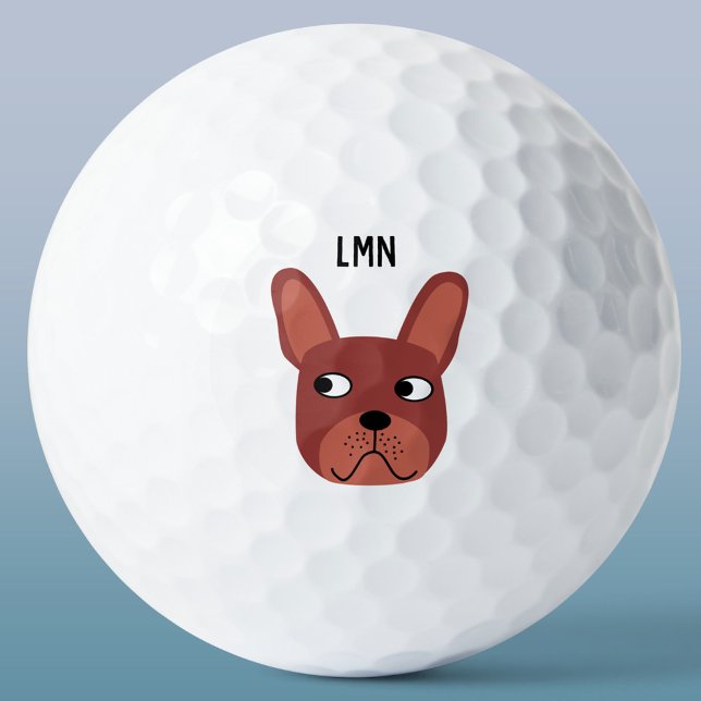 Bolas de golf Monograma de Bulldog Francés (Fun French Bulldog Frenchie dog personalized monogram initial golf ball)