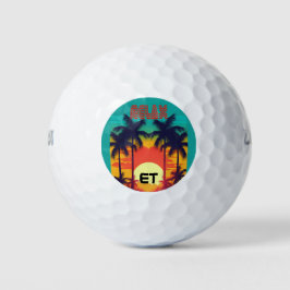 Bolas de golf monogramadas de estilo retro tropica