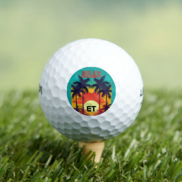 Bolas de golf monogramadas de estilo retro tropica